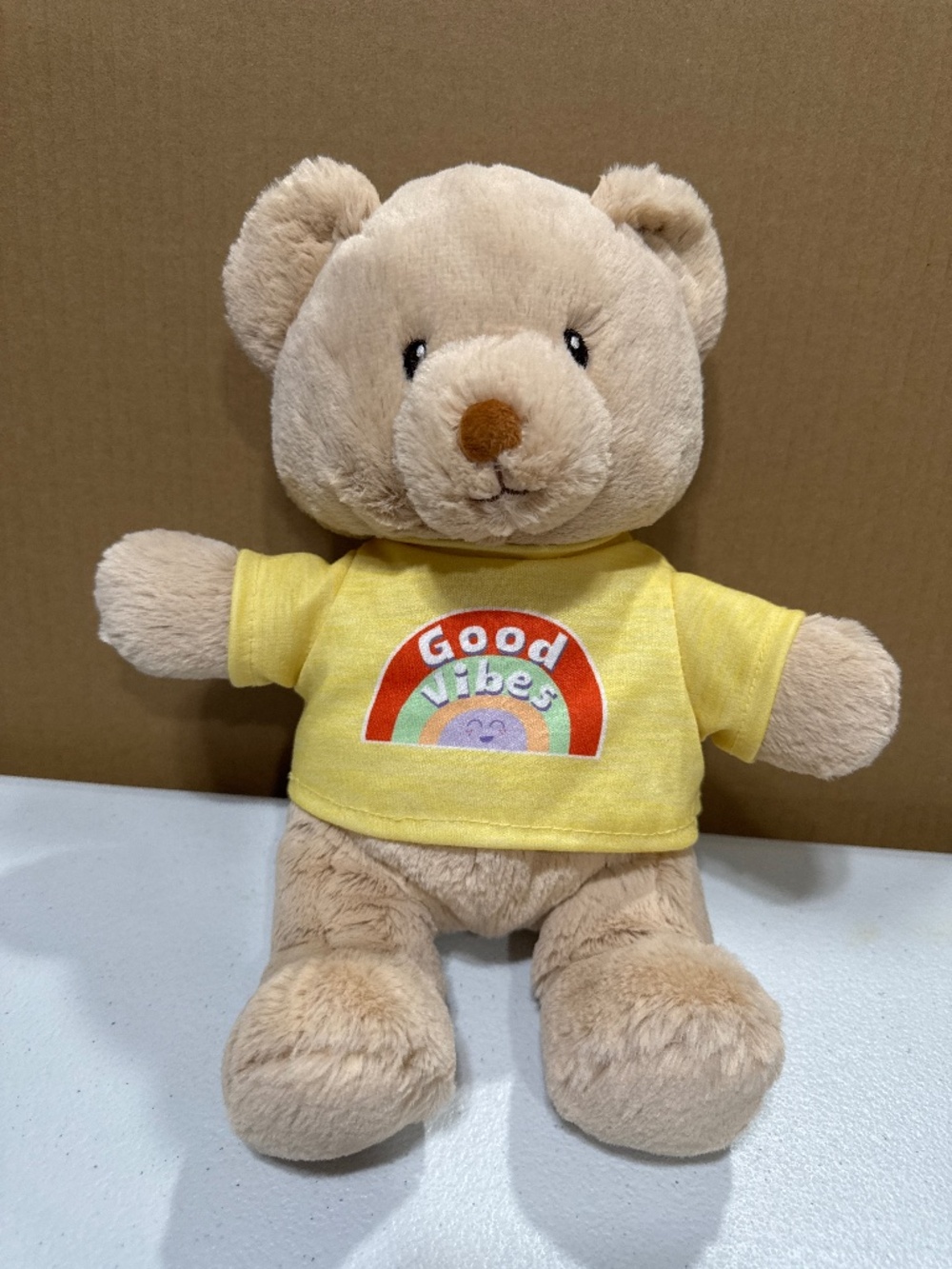GUND Good Vibes Sustainable Message Bear tan plush teddy bear